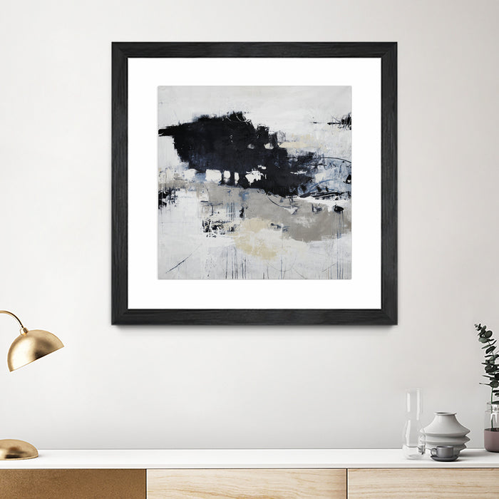 Œuvre d’art murale encadrée noire et mate « Big Bonanza » 36 x 36