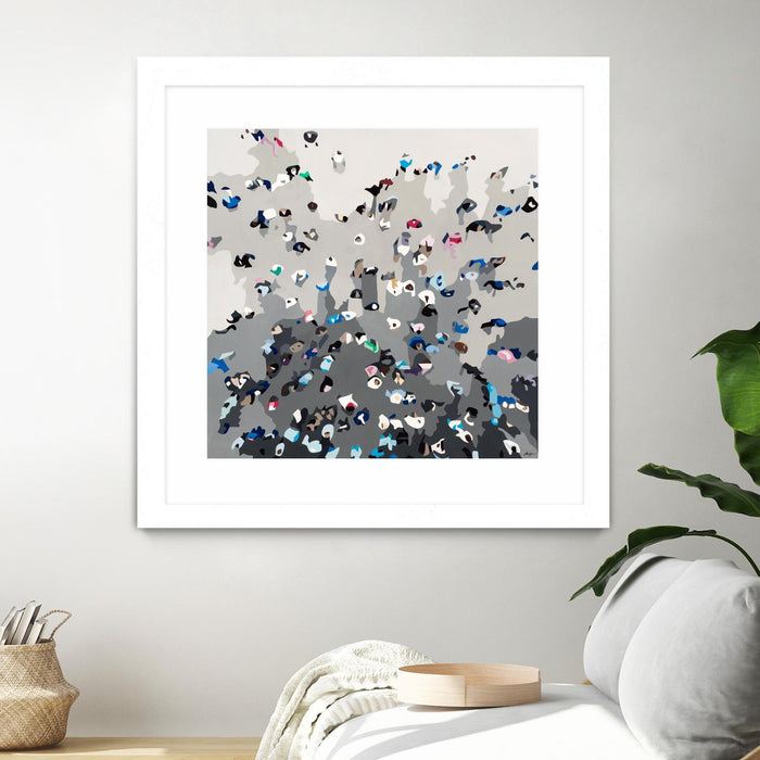 Œuvre d’art murale encadrée blanche et mate « Crowd Sourcing » 30 x 30