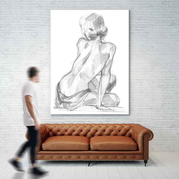 Œuvre d’art murale Giant Art « Sitting Pose Ii » 72 x 54
