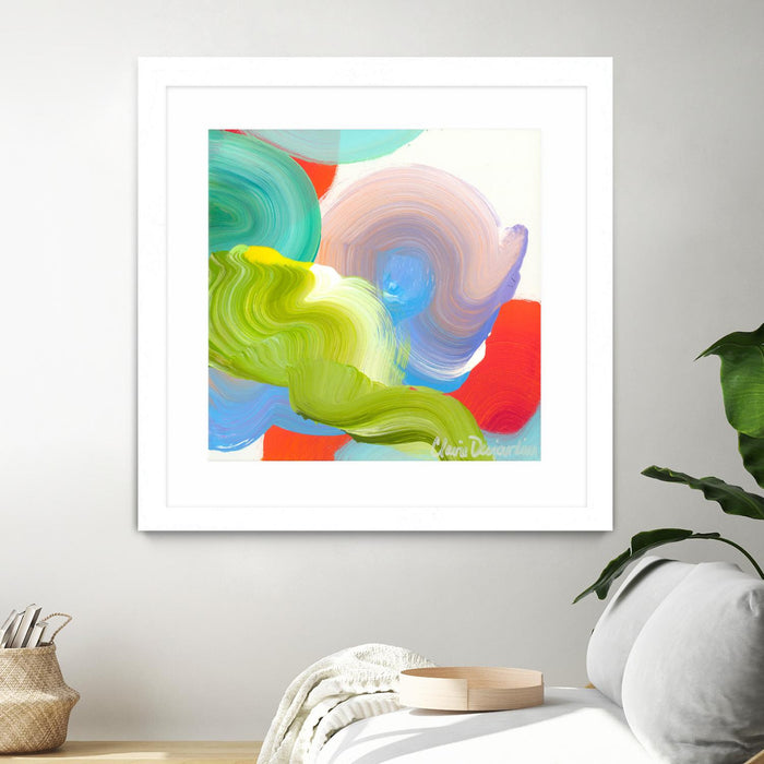 Œuvre d’art murale encadrée blanche et mate « Vav 05 » 30 x 30