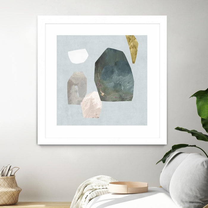 Œuvre d’art murale encadrée blanche et mate « Assembly I » 36 x 36