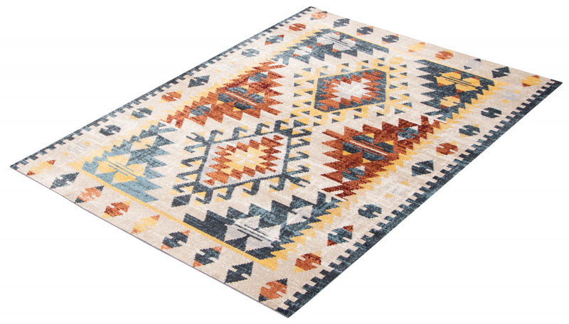 Carpette Mosaic taupe et cuivre lavable à la machine - 3 pi 0 po x 5 pi 0 po