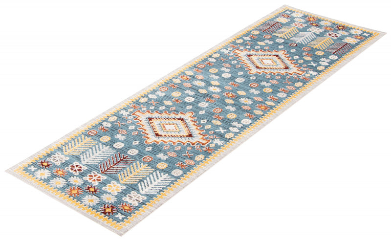 Carpette Gypsy bleue lavable à la machine - 2 pi 6 po x 8 pi 0 po
