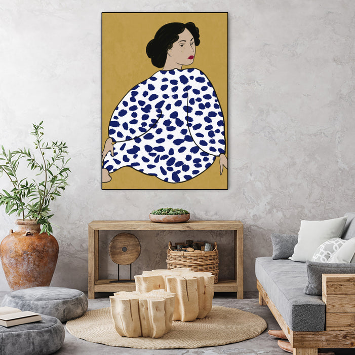 Œuvre d’art murale sur toile encadrée noire « Happy Girl » 30 x 40