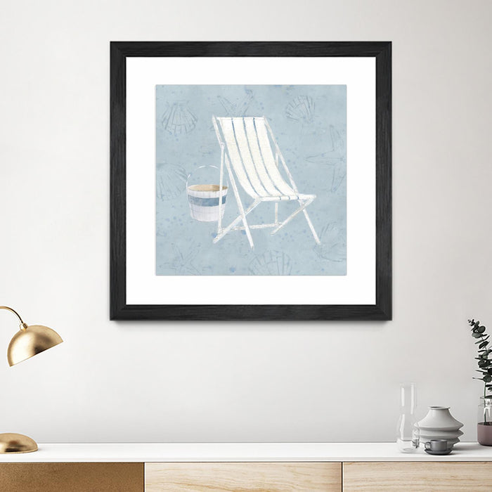 Œuvre d’art murale encadrée noire et mate « Serene Seaside Iii » 36 x 36