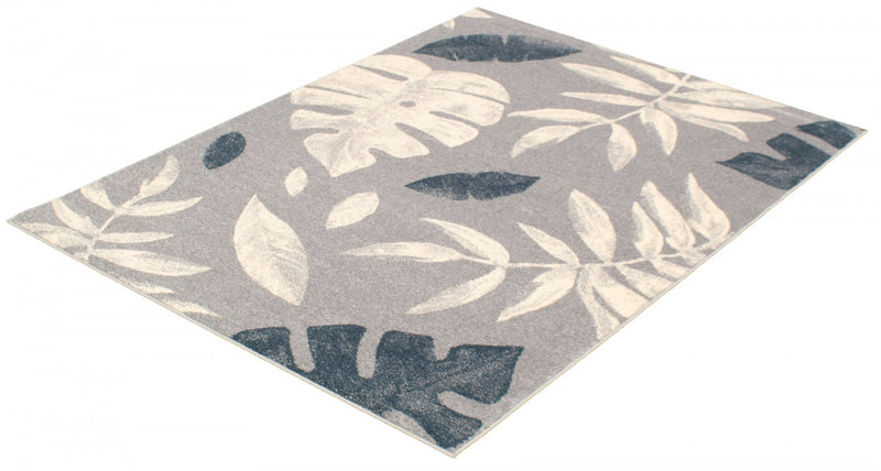 Carpette Palta argent-couleur pétrole - 5 pi 3 pox 7 pi 3 po