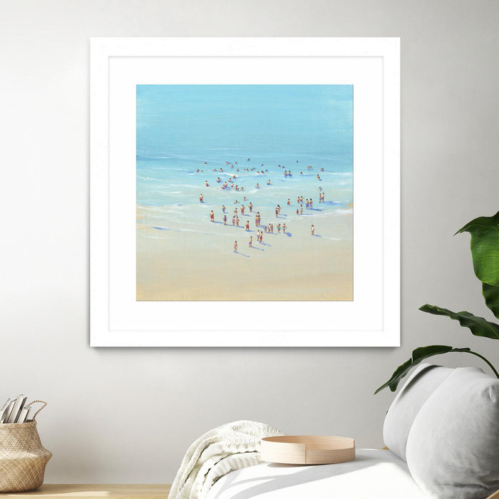 Œuvre d’art murale encadrée blanche et mate « Beach Day Ii » 36 x 36