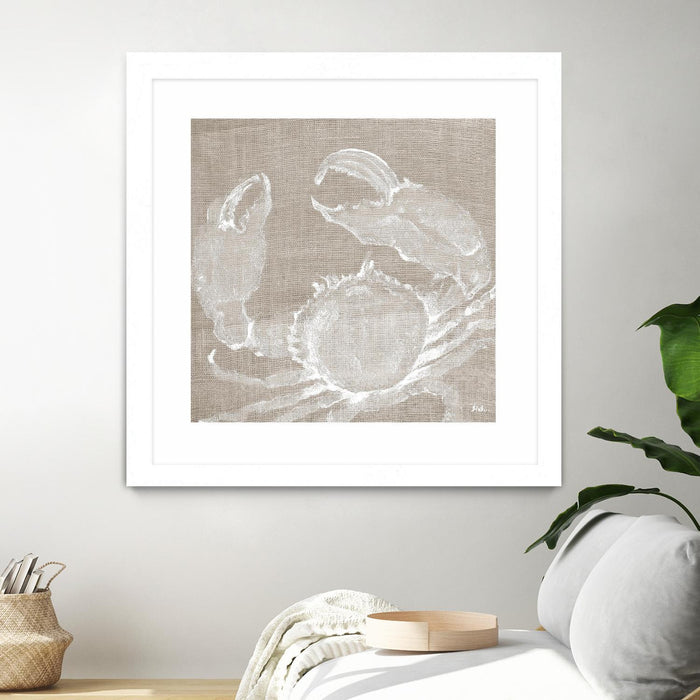 Œuvre d’art murale encadrée blanche et mate « Neutral Surf Side I » 36 x 36