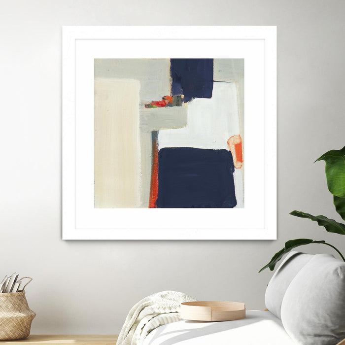 Œuvre d’art murale encadrée blanche et mate « Bay Bridge V1 » 36 x 36