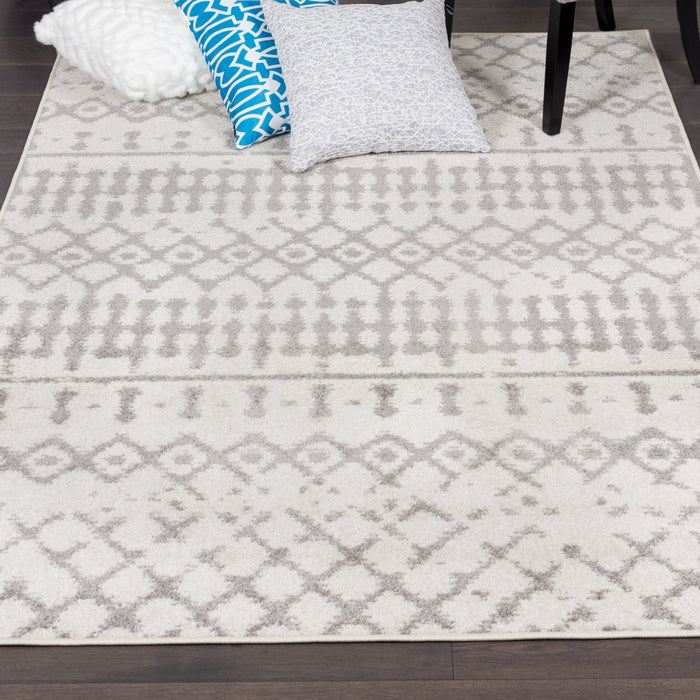 Carpette Lav grise à motifs marocains 5 x 8