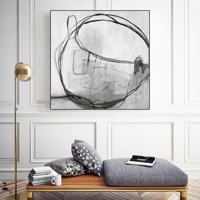 Œuvre d’art murale sur toile encadrée noire « Lucent Sphere » 20 x 20