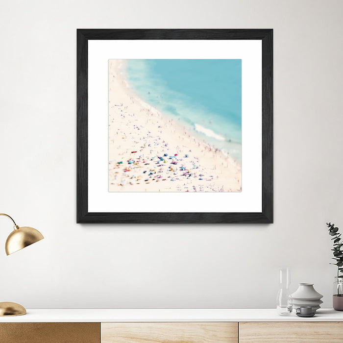 Œuvre d’art murale encadrée noire et mate « Beach Love » 36 x 36
