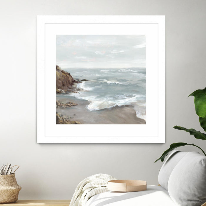 Œuvre d’art murale encadrée blanche et mate « Beautiful Bay » 30 x 30