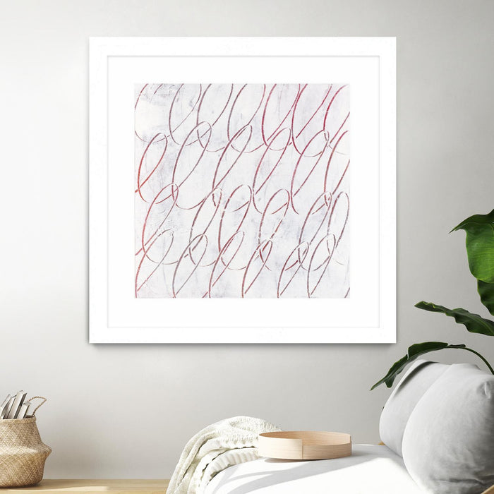 Œuvre d’art murale encadrée blanche et mate « Hula I » 36 x 36