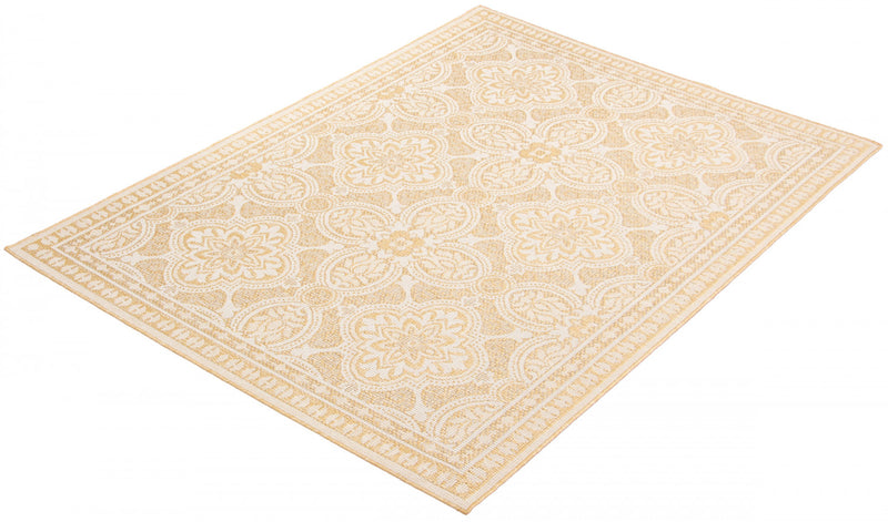 Carpette Neisha Traditional dorée 6 pi 7 po x 9 pi 6 po