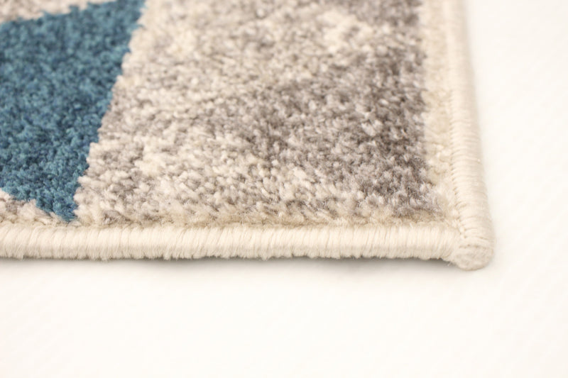 Carpette Raja ivoire-bleu - 7 pi 10 pox 10 pi 2 po