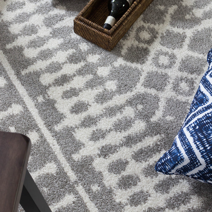 Carpette Lavan grise à motifs marocains 3 x 5