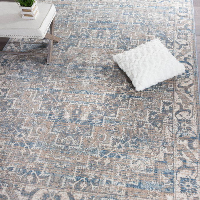 Carpette Shi bleu rétro à motifs de diamants 3 x 5