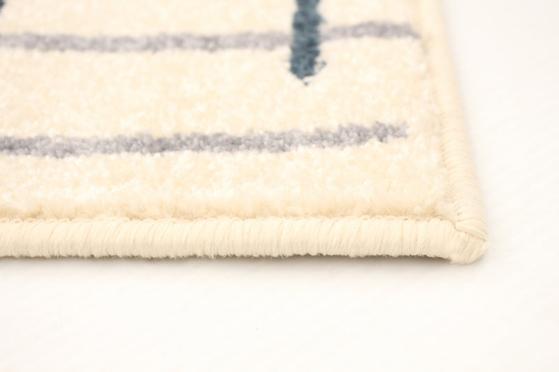 Carpette Taite crème-couleur pétrole - 7 pi 10 pox 10 pi 2 po