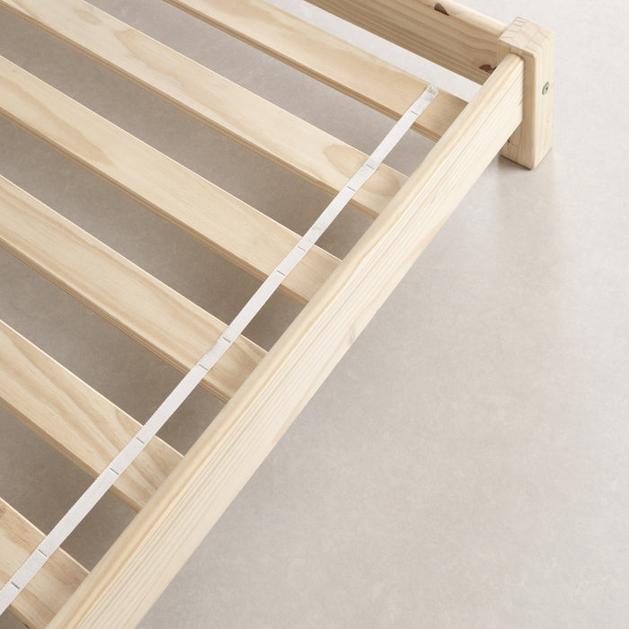 Lit simple Sweedi avec tête de lit maison - naturel 