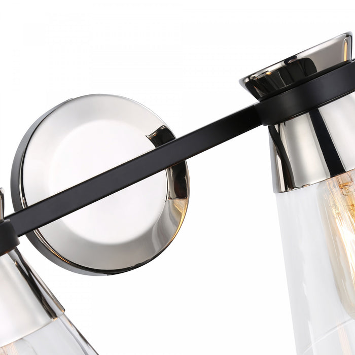 Éclairage au-dessus du meuble-lavabo Kanata noir et nickel brossé à 4 ampoules