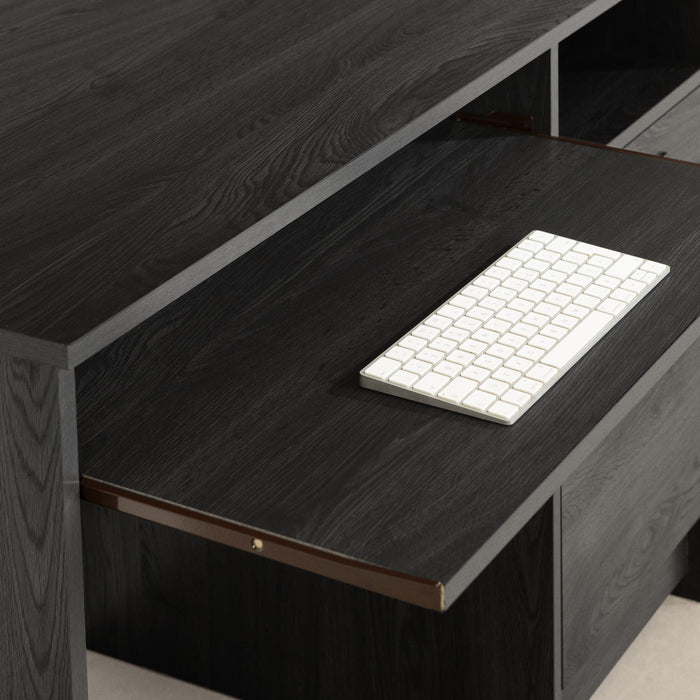 Bureau Tassio avec plateau pour clavier - chêne gris 