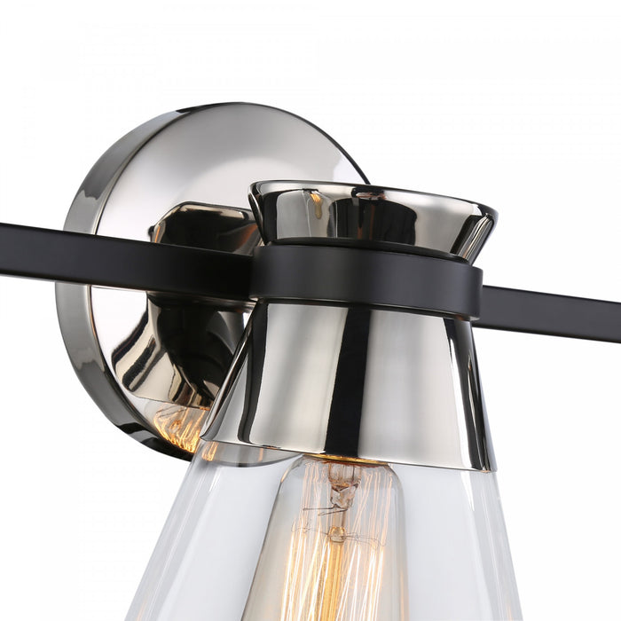 Éclairage au-dessus du meuble-lavabo Kanata noir et nickel brossé à 3 ampoules