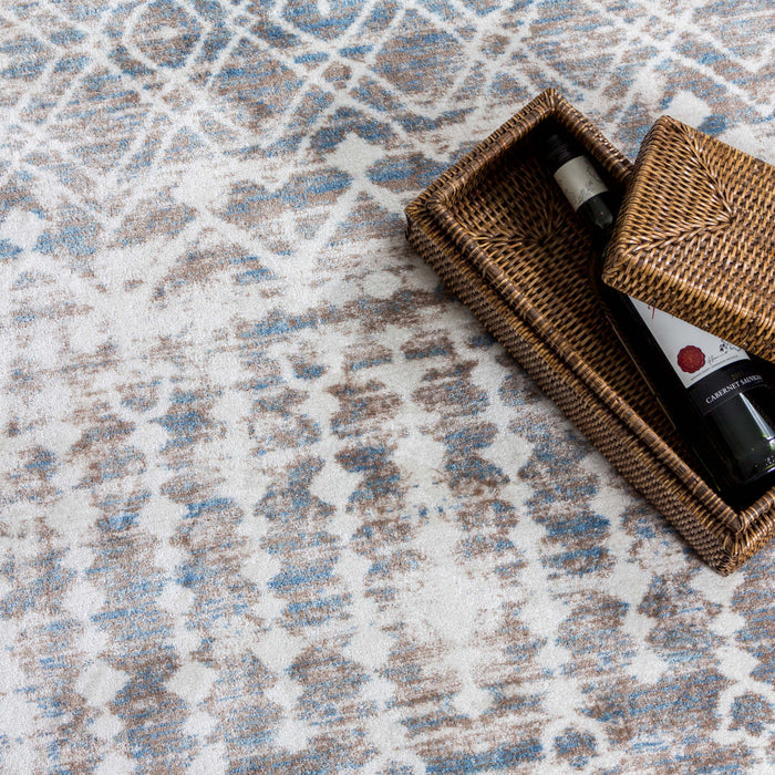 Carpette Shi bleue à motifs marocains 3 x 5