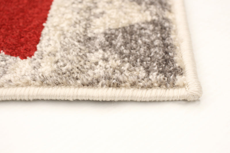 Carpette Raja ivoire-rouge - 5 pi 3 pox 7 pi 3 po