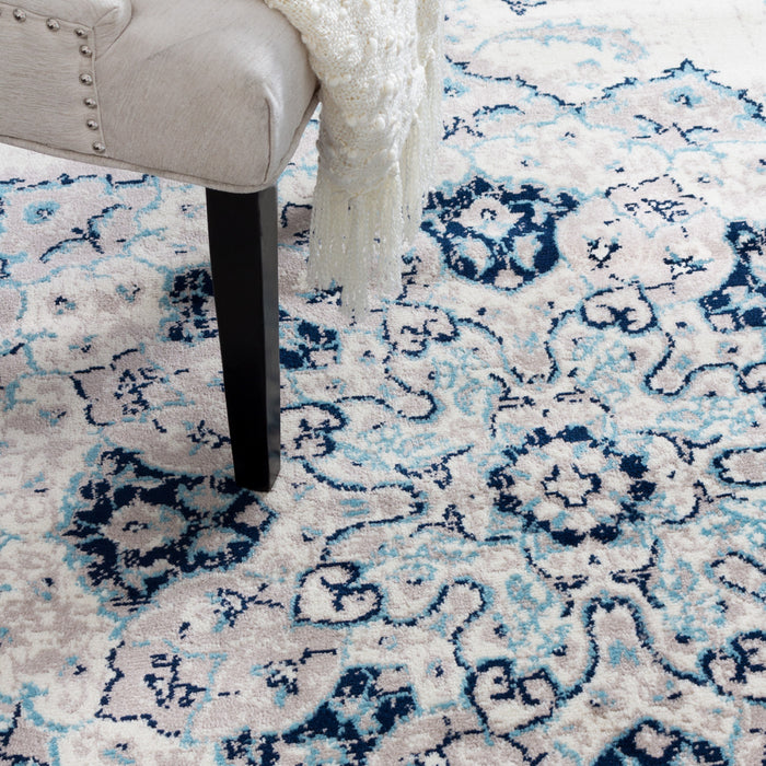 Carpette Sav Vintage bleu marine et blanche 3 x 5