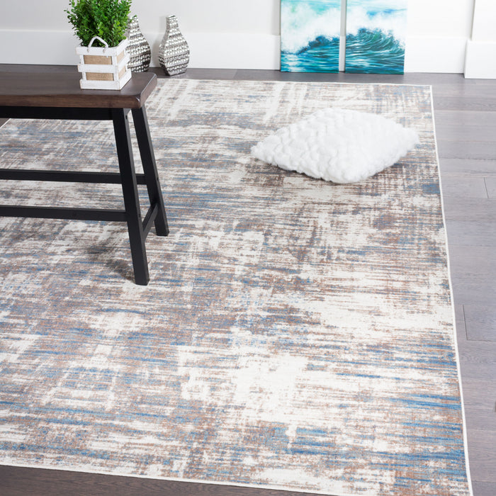 Carpette Shi bleue à motifs abstraits 5 x 8