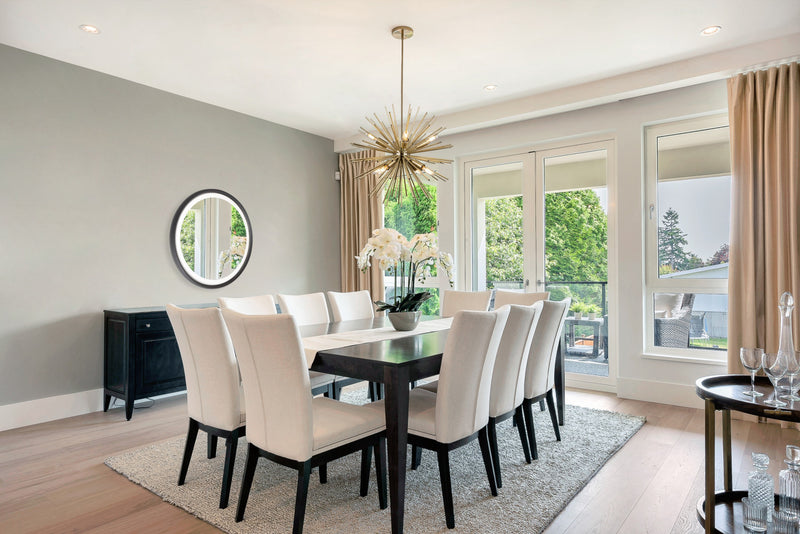 Lustre Sunburst laiton satiné à 8 ampoules