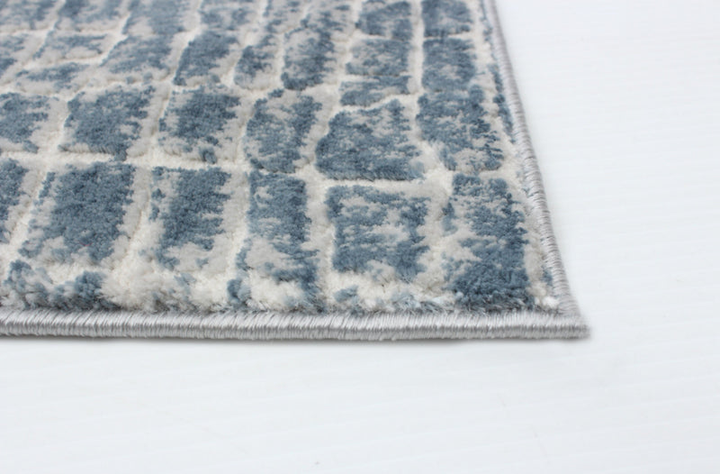 Carpette Kecia bleue/crème 5 pi 3 po x 7 pi 3 po