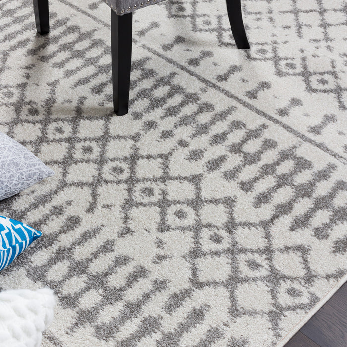 Carpette Lav grise à motifs marocains 4 x 6
