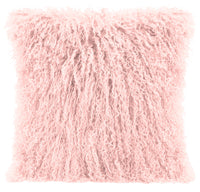Coussin décoratif Mogolian en peau de mouton de Mongolie - rosé