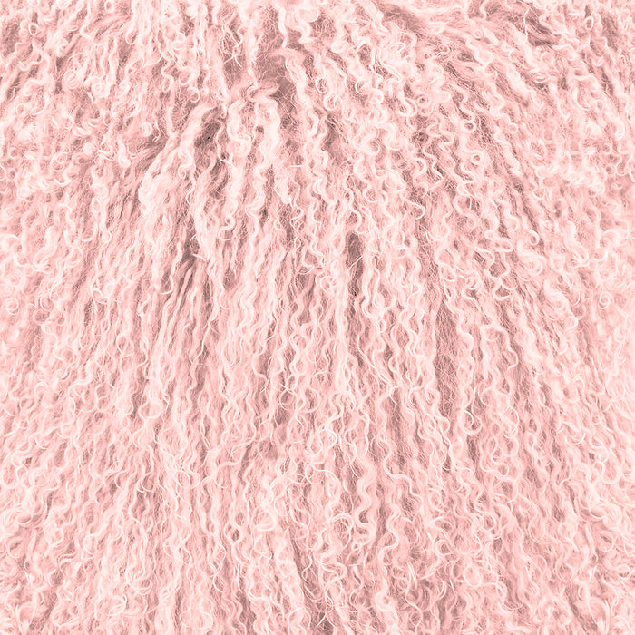 Coussin décoratif Mogolian en peau de mouton de Mongolie - rosé
