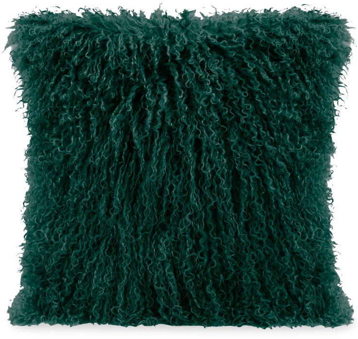 Coussin décoratif Mogolian en peau de mouton de Mongolie - vert