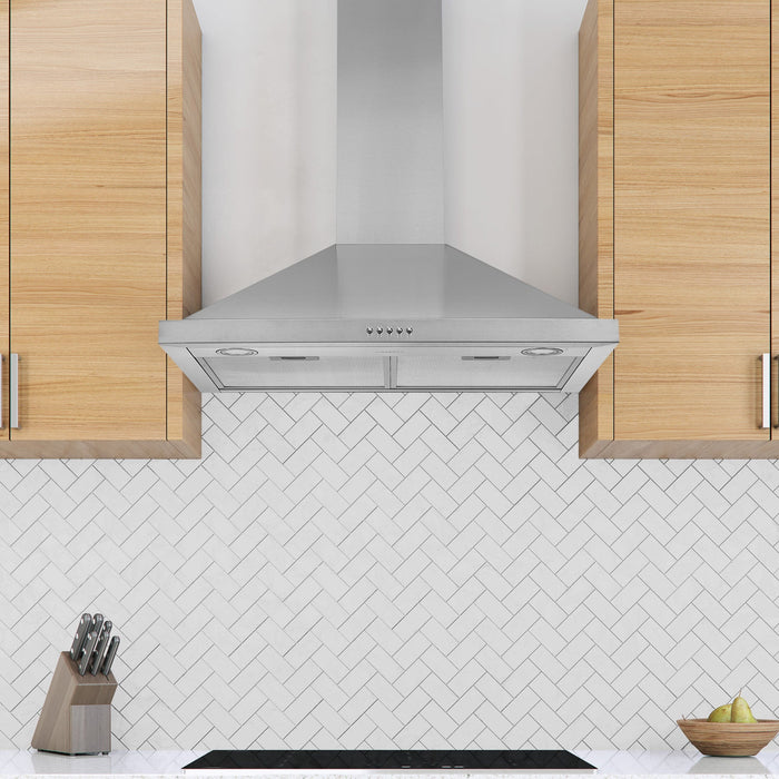Hotte de cuisinière murale de style pyramidal convertible Ancona de 30 po - AN-1158