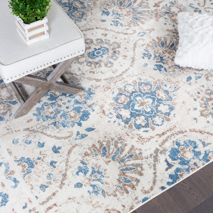 Carpette Shi Flora bleue 3 x 5