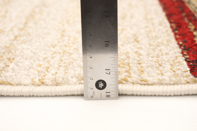 Carpette Aya ivoire-rouge - 7 pi 10 pox 10 pi 2 po