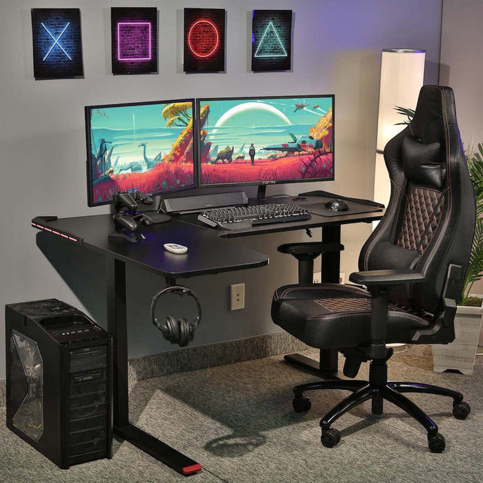 Bureau de jeu Faze en forme de L avec lumières à DEL