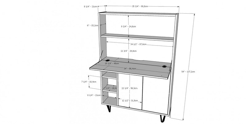 Bureau secrétaire Nordika - noyer