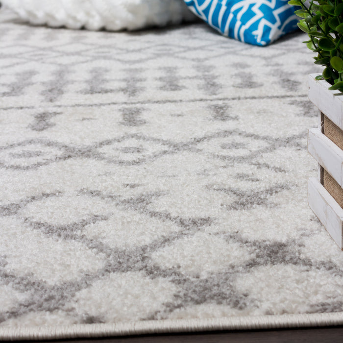 Carpette Lav grise à motifs marocains 5 x 8