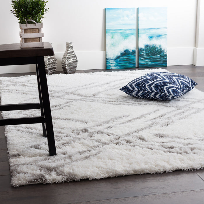 Carpette Ker blanche à rayures 3 x 5