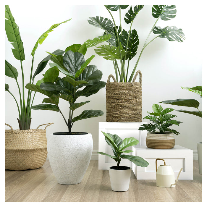 Ficus lyrata artificiel de 35 po pour l’intérieur et l’extérieur en pot noir