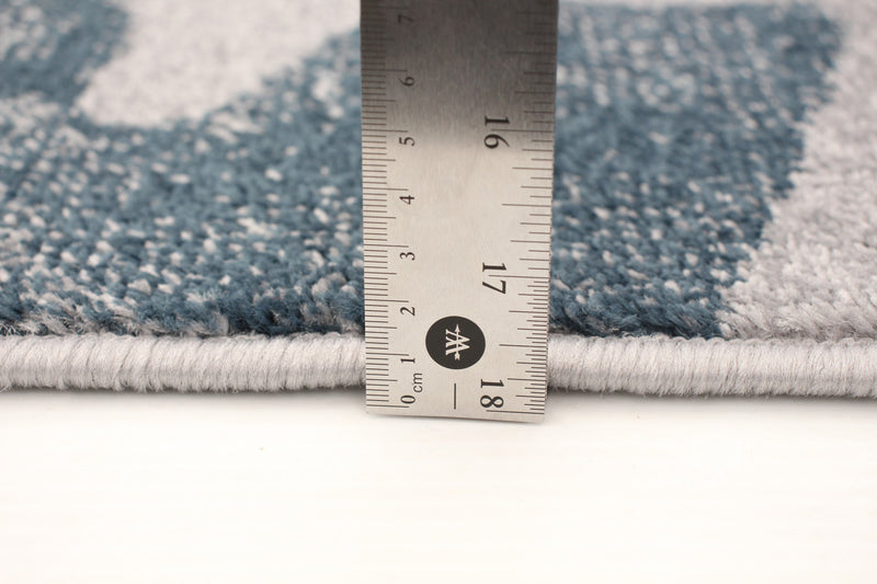 Carpette Palta argent-couleur pétrole - 3 pi 11 pox 5 pi 7 po
