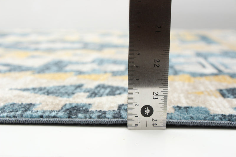 Carpette Roma taupe et bleue lavable à la machine - 6 pi 0 po x 9 pi 0 po