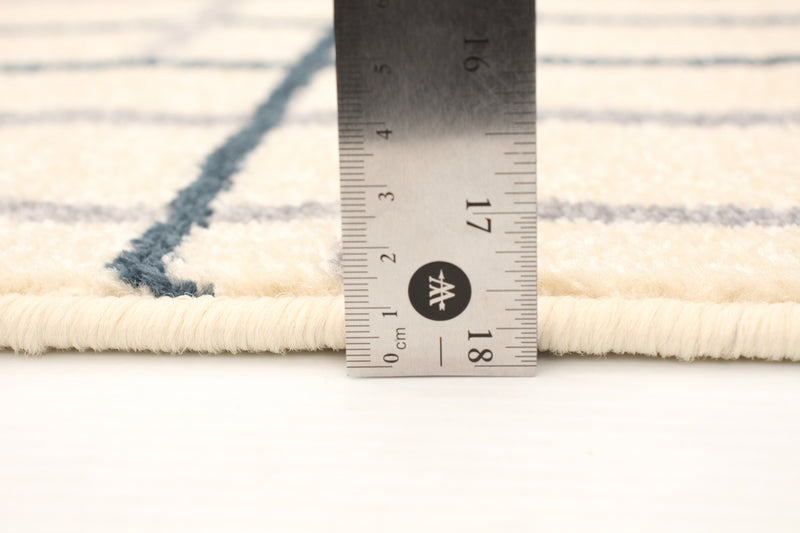 Carpette Taite crème-couleur pétrole - 7 pi 10 pox 10 pi 2 po