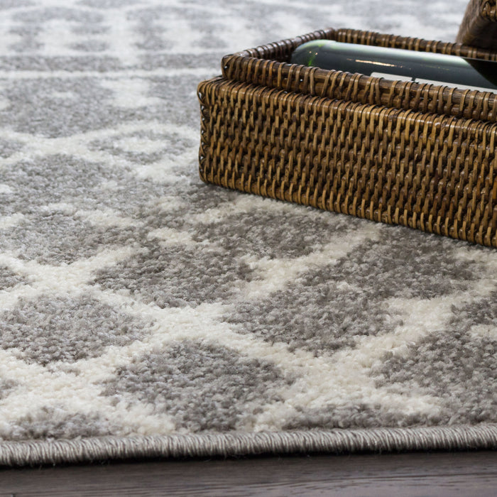 Carpette Lavan grise à motifs marocains 5 x 8
