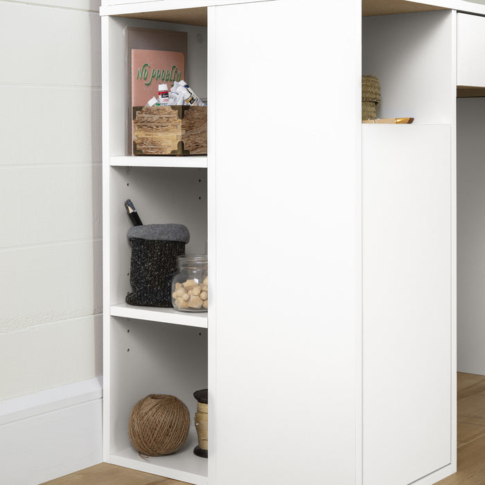 Table d’artisanat Crea avec crédence - blanc solide